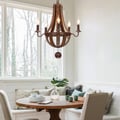  5-Light Rustic Reclaimed Wood Candle Chandelier with Metal Frame