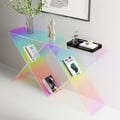 Clearic 47.2" Acrylic Iridescent Console Table Modern Accent Entryway Cross Base