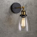 Industriel Applique Mural Intérieur Ampoule Edison Simple Bras Pivotant Métal Abat-jour en Verre