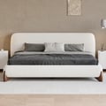 Curva Boucle King Upholstered Platform Bed with Walnut Legs