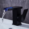 Jess Modern LED Waterfall Single Handle Brass Faucet Single Hole for Bathroom Sinks Black