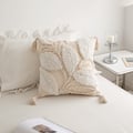 450mm x 450mm Boho White Tassel Decorative Leaves Throw Pillow Cover Cushion Protector