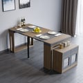 Modern Extendable Dining Table Rectangle Sideboard with Storage in Walnut & Gray