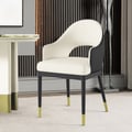 Set of 2 Modern Dining Chairs with PU Leather Upholstery White and Black