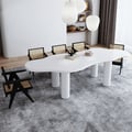 70.9" Japandi Style Irregular Wood Dining Table White Seats 4-6 People