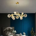 Miglobe Gold 12-Light Glass Globe LED Chandelier with Adjustable Cable
