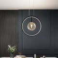 Bubi Black Pendant Light Minimalist Glass Globe LED 1-Light for Dining Room
