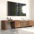 Extendable Grille-Inspired Walnut TV Stand with Storage(1600mm-2100mm)