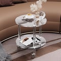 Modern Clear Acrylic Bar Cart Rolling Serving Trolley with 2 Tiers & Handle