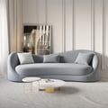 84" Velvet Upholstered Sofa Luxury Gray 3-Seater Couch with Solid Wood Frame