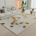 6' x 9' Modern Rectangle Living Room Bedroom Area Rug with Gold Leaves Patter Nylon Rug