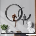 19.7" Modern 3D Wall Decor Artistic Figure Metal & Resin Wall Art in Black