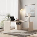 Modern L Shaped Rotatable Executive Office Desk with Drawers  (59.8'')