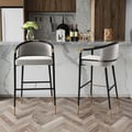 Craines Series Modern Bar Stools with Velvet Upholstery Gray 2-Pieces