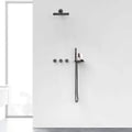 Wall-Mounted Double Functions Shower System with Standard Valve in Black