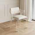 Modern Acrylic White Dining chair with Arms Upholstered PU Leather Dining Room Chair