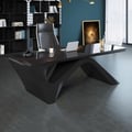 Modern Black Computer Desk Rectangular Office Desk with Pedestal Base (71")