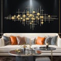 58.3" Modern Gold Metal Wall Decor Abstract Bar & Dots Wall Art for Living Room