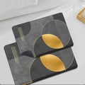 2 Pieces Modern Black&Gold Bath Tub Mat Set Non-Slip Rubber Backing  20" x 32"&16" x 24"