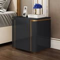 Modern Luxury Black & Gold 3 Drawers Bedroom Nightstand Square Bedside Table