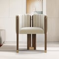 Velvet Fluted Upholstered Accent Chair with Wood Frame Set of 4