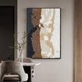 Abstract Geometric 3D Modern PU Leather Wall Decor Painting Art with Black Metal Frame