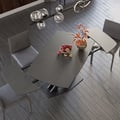71" Modern Extendable Sintered Stone Dining Table White Seats Gray 4-6 People