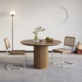 Japandi 800mm Round Small Dining Table for 2 Person Walnut Wood Tabletop