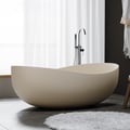 63" Industrial Oval Freestanding Cement Soaking Bathtub Beige