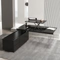71.5" Modern Black L-Shape Standing Executive Desk with Side Cabinet 