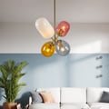 Modern Lovely 4-Light Colorful Chandelier Glass Balloon Pendant Light