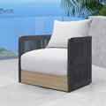 Outdoor Black&Gray Handwoven Rope Swivel Chair