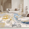 5'x 7' Modern Abstract Area Rug in Blue & Gold Rectangular Decorative Carpet