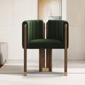 Velvet Fluted Upholstered Accent Chair with Wood Frame Set of 2