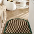 Morden Luxury Polyester Half Round Plaid Non-slip Entryway Rug 3' x 4'