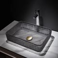 Glass Rectangle Black Bathroom Vessel Sink Wash Sink Designs for Bathroom with Drain