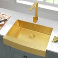 30" Stainless Steel Farmhouse Apron-Front Kitchen Sink with Single Bowl in Gold