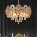 Glam 9-Light Crystal 5 Tiered Chandelier Gold Pendant Lights for Living Room