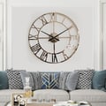 23" Large Round Silver Roman Numeral Silent Wall Clock Modern Acrylic Decor Art