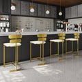 Set of 4 Modern PU Leather Counter Stools with Upholstery White
