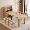 70.9" Farmhouse Extendable Dining Table with Storage Sideboard Natural Seats 4-6 People