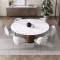 Dining Set 47.2" Mid-Century Modern Round Dining Table with 6 Chairs