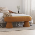 Modern Orange Boucle Bedroom Bench Upholstered Long Bench with 2 Legs