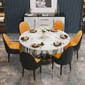 Dining Set 53.1" Modern Style Round Sintered Stone Dining Table with 6 Chairs