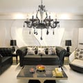 Glam Smoke Grey 6-Light Crystal Glass Chandelier for Living Room and Dining Room