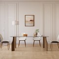 1800mm Rectangle Glass Dining Table for 8 Person Walnut Solid Wood 4-Legs
