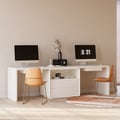 94.5" for 2 people modern rectangular white double straight desk with 4 drawers