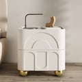 Modern White Smart Nightstand with Wireless Charger & Sintered Stone Top Bedside Table