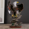 Bronze Resin Eagle Sculpture Statue with Rising Wings Animal Figurine Decor Ornament