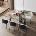 1800mm Glass Dining Table for 8-Person Rectangle Tabletop 3-Leg Stainless Steel